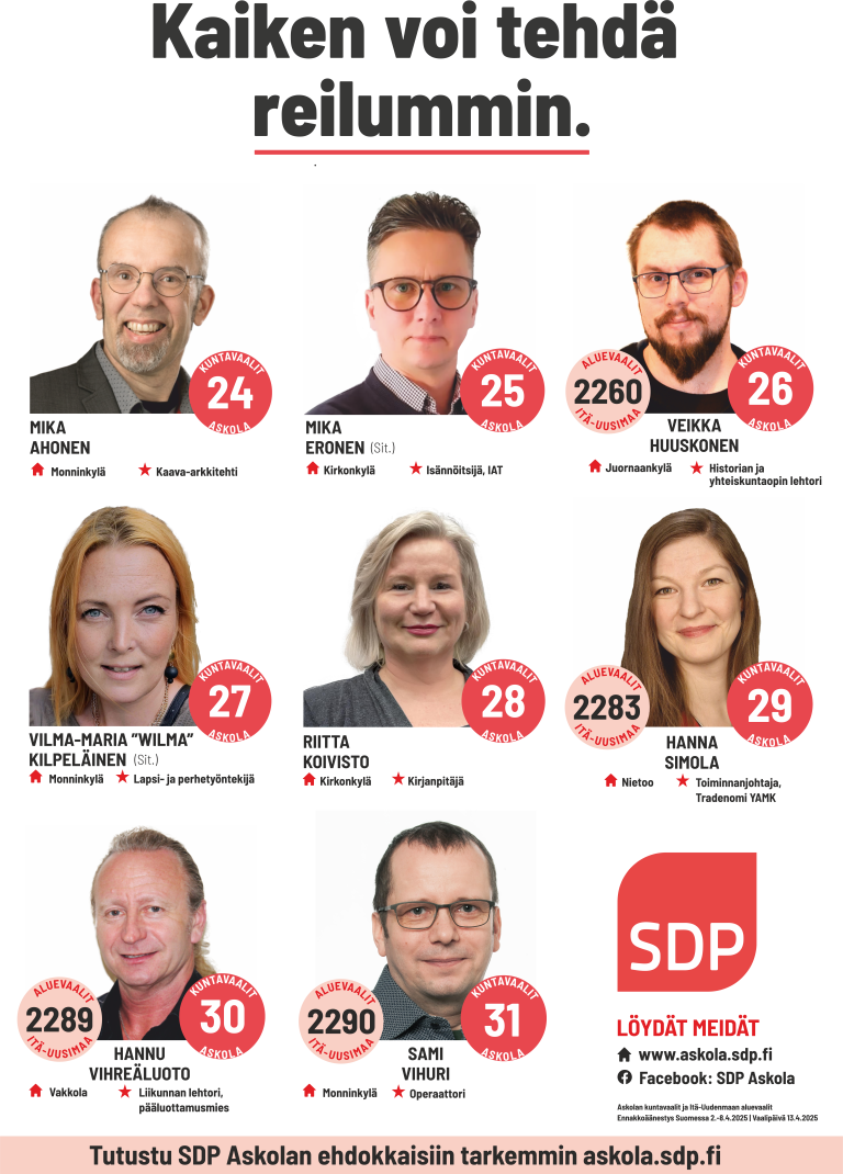 Ehdokkaamme kunta- ja aluevaaleissa 2025